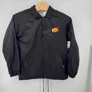 Etnies Santa Cruz Mens XL Coaches Jacket Black Nylon Flame Graphic Windbreaker
